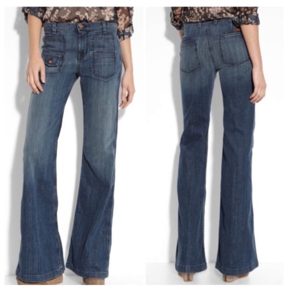 7 For All Mankind Denim - 7 For All Mankind Georgia High Waist Jeans, Wide Leg Flare Trouser 25 New